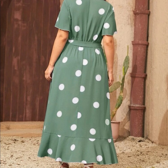 Polka dot wrap hem belted maxi dress - Picture 5 of 15